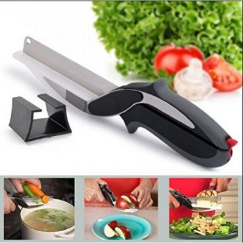 Clever Cutter 2-in-1 Knife And Cutting Board, Kitchen Food Chopper Scissors Tool